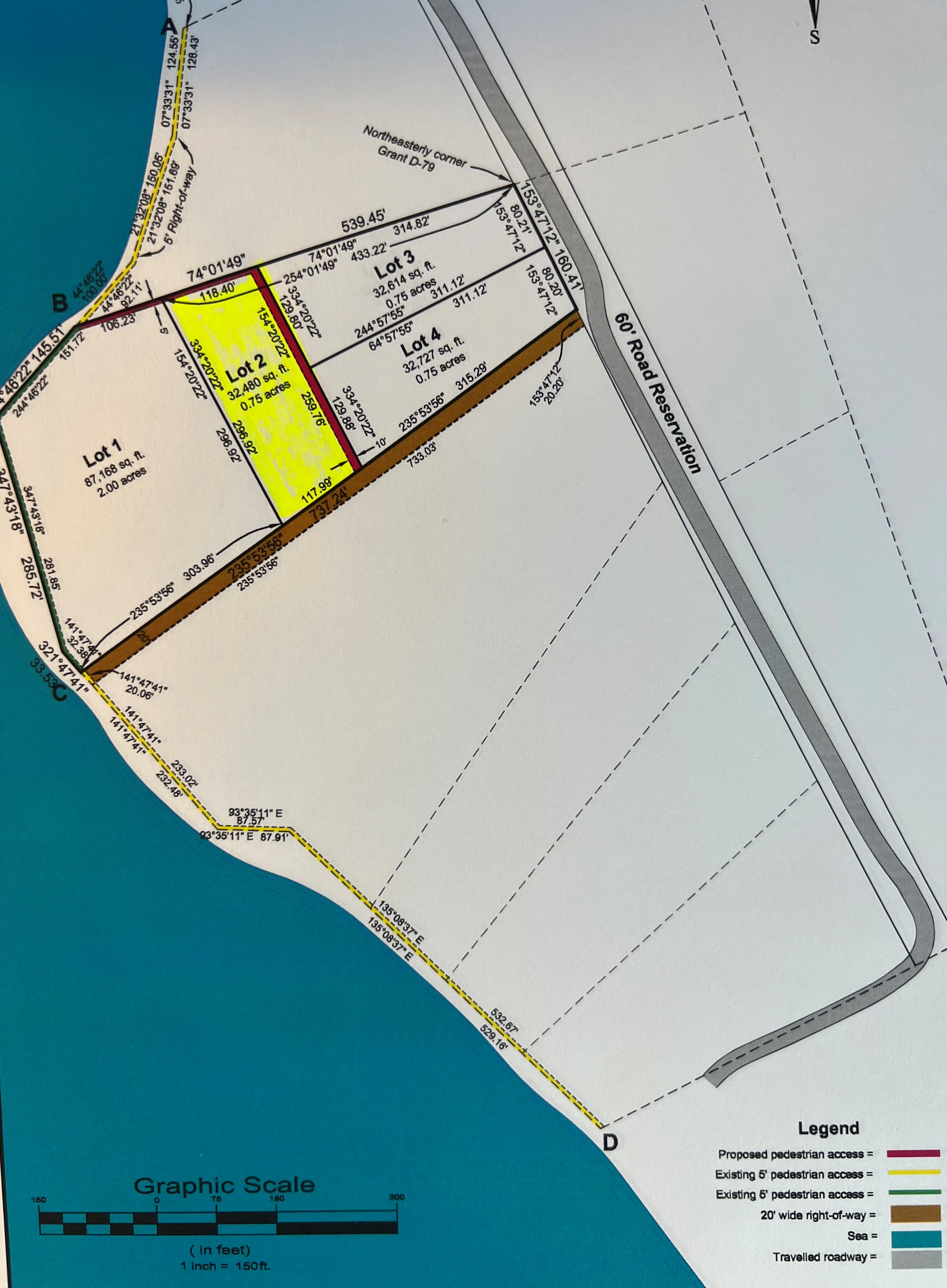 Lot 2 Highlighted Survey Showing Easements